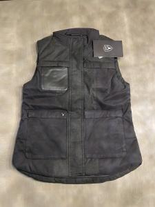 CertNWT Nobis Elora Womens XS Canadian Down Vest Dark Gray Black Leather Wool