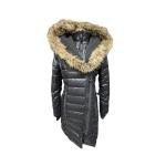 "Atelier Noir" Rudsak Blk Puffer Coat Faux Fur Hood Asymmetrical Zip Parka SZ M