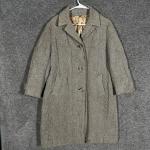 Vintage Hudsons Bay Company Harris Tweed Coat Womens Large Brown Wool Check 60s