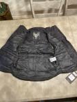 CertNWT Nobis Elora Womens XS Canadian Down Vest Dark Gray Black Leather Wool
