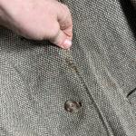 Vintage Hudsons Bay Company Harris Tweed Coat Womens Large Brown Wool Check 60s