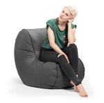 Gouchee Home Chillybean Collection Bean Bag Chair, Grey - Polyester Upholstered Sofa Chair for Kids and Adults, Comfy Chair for Bedroom and Living Room Furniture, Lounge Chair, X-Large