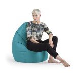 Gouchee Home Beanbag Brava Collection Upholstered Bean Bag Chair for Kids and Adults – Turquoise, Bean Bag Couch for Indoor Living Spaces - Stylish & Comfy Sofa Lounger for Reading, Gaming - X-Large