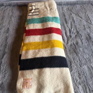 HBC Hudson’s Bay Company Multistripe Twin Point Wool Blanket – Made in England 