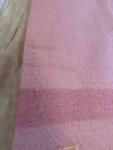 c1950s Hudson's Bay Company 1.5 point pink wool blanket, orange label, 38 x 58