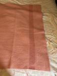 c1950s Hudson's Bay Company 1.5 point pink wool blanket, orange label, 38 x 58