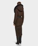 RUDSAK Moda Down Parka Brown Faux Fur Trim Belted Removable Hood Women