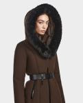 RUDSAK Moda Down Parka Brown Faux Fur Trim Belted Removable Hood Women
