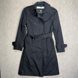 Hudson’s Bay Company Women’s Belted Trench Coat Black Size 4 Striped Lining 