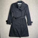 Hudson’s Bay Company Women’s Belted Trench Coat Black Size 4 Striped Lining 