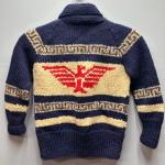 Canadian Wool Eagle Cardigan Hand Knit Cowichan Style Sweater XL Chunky Knit