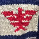 Canadian Wool Eagle Cardigan Hand Knit Cowichan Style Sweater XL Chunky Knit
