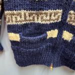 Canadian Wool Eagle Cardigan Hand Knit Cowichan Style Sweater XL Chunky Knit