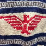 Canadian Wool Eagle Cardigan Hand Knit Cowichan Style Sweater XL Chunky Knit