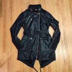 Rudsak Size M Black Belted Trench Coat Women's Asymetrical Motor Cycle 