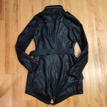 Rudsak Size M Black Belted Trench Coat Women's Asymetrical Motor Cycle 