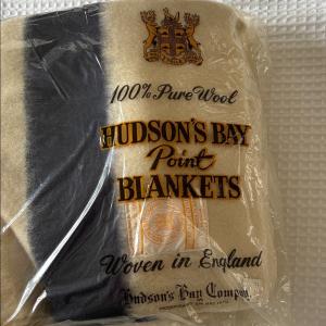 Rare Vintage 1920's Hudson's Bay 4 Point Stripe Blanket 100% Wool Made England