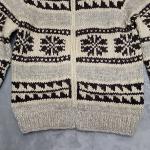 Canadian Sweater Co. Jacket L Gray Brown Wool Cowichan Fair Isle Shawl Collar