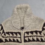 Canadian Sweater Co. Jacket L Gray Brown Wool Cowichan Fair Isle Shawl Collar