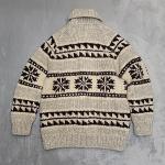 Canadian Sweater Co. Jacket L Gray Brown Wool Cowichan Fair Isle Shawl Collar
