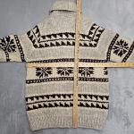 Canadian Sweater Co. Jacket L Gray Brown Wool Cowichan Fair Isle Shawl Collar