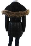 Rudsak Womens Raccoon Fur Trim Hooded Full Zipper Puffer Coat Black Size Medium