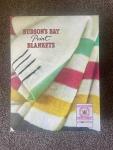 Vtg Hudsons Bay Point Co. 4 Point Blanket Wool Made In England 72x90 Stripe NEW