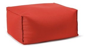 Gouchee Home Chamonix Rectangular Outdoor/Indoor Pouf, Red - Foot Stool, Stuffed Ottoman Bean Bag Chair - Plush, Stylish, Lightweight, and Comfortable Furniture Accessory with Water-Proof Fabric