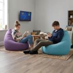 Gouchee Home Easy Collection Contemporary Polyester Upholstered Oversized Bean Bag Chair, Light Blue, x-large