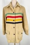 VTG Hudson's Bay Co Wool Point Blanket Jacket Coat Rainbow Stripes button up