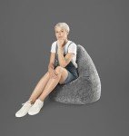 Gouchee Home Fluffy Collection Faux Fur Upholstered Bean Bag Chair - Grey-Sofa Chair for Kids and Adults, Comfy Chair for Bedroom and Living Room Furniture, Lounge Chair, X-Large