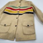 VTG Hudson's Bay Co Wool Point Blanket Jacket Coat Rainbow Stripes button up