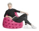 Gouchee Home Fluffy Stars Collection Faux Fur Upholstered Bean Bag Chair, Pink - Sofa Chair for Kids and Adults, Comfy Chair for Bedroom and Living Room Furniture, Lounge Chair, X-Large