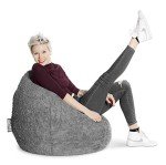 Gouchee Home Fluffy Collection Faux Fur Upholstered Bean Bag Chair - Grey-Sofa Chair for Kids and Adults, Comfy Chair for Bedroom and Living Room Furniture, Lounge Chair, X-Large