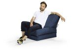 Gouchee Home Twist Brava Bean Bag Chair - Sofa Chair and Lounge - Furniture Grade Oxford Fabric - High-Density Polystyrene Beads - Side Pockets for Convenience - Navy, XL