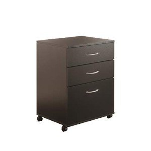 Nexera 3-Drawer Essentials Rolling Filing Cabinet, Black, 19-Inch