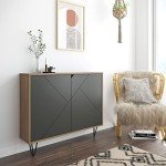 Nexera Slim 2-Door Storage Accent Cabinet, Brown, 39-Inch