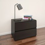 Nexera Nightstand with 1-Drawer and Folding Door, Black, 24-Inch