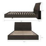 Nexera 2-Piece Bedset with Bed Frame and Headboard, Grey, Full