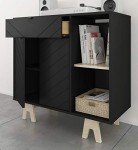 Nexera Sideboard Storage Unit with Accent Door and Double Shelf, Black, 36-Inch