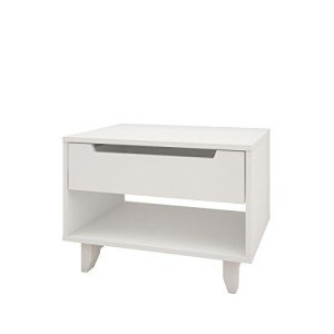 Nexera Nightstand 1-Drawer and Folding Door, White, 24-Inch