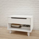 Nexera Nightstand 1-Drawer and Folding Door, White, 24-Inch