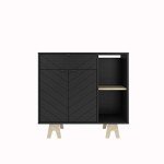 Nexera Sideboard Storage Unit with Accent Door and Double Shelf, Black, 36-Inch
