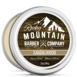 Men’s Sandalwood Beard Balm Made in Canada Featuring Beeswax, Shea Butter, Coconut Oil and Real Sandalwood Essential Oil By Rocky Mountain Barber Company