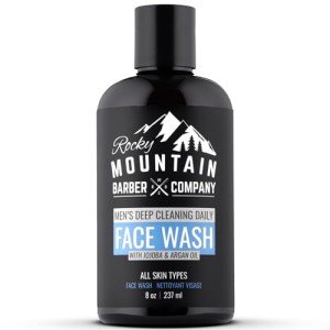 Men's Daily Face Wash - Made in Canada - With Jojoba Oil, Argan Oil, Chamomile Floral Water and Aloe Vera – Unscented - 8 oz by Rocky Mountain Barber Company