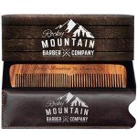 Hair Comb - Wood with Anti-Static and Anti-Snag with Fine and Medium Tooth for Beard, Head Hair, Mustache with Carrying Pouch and Box by Rocky Mountain Barber Company