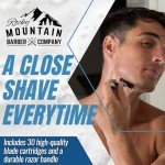 Razor Blades for Men - Includes Handle and 30 Refill Blades - Triple-Blade Razor Cartridges with Lubricating Strip, Pivoting Head and Textured Grip Handle For One Year of Shaves by Rocky Mountain Barber Company