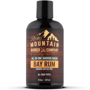 Bay Rum All-In-One Body Wash – Made in Canada - Shampoo, Body Wash, Conditioner, Face Wash & Beard Wash with Aloe Leaf Juice - 8 oz by Rocky Mountain Barber Company