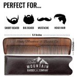 Hair Comb - Wood with Anti-Static and Anti-Snag with Fine and Medium Tooth for Beard, Head Hair, Mustache with Carrying Pouch and Box by Rocky Mountain Barber Company