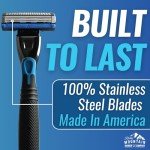 Razor Blades for Men - Includes Handle and 30 Refill Blades - Triple-Blade Razor Cartridges with Lubricating Strip, Pivoting Head and Textured Grip Handle For One Year of Shaves by Rocky Mountain Barber Company